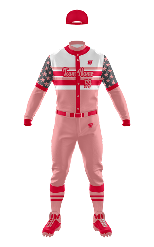 Baseball-Uniform-Pink-Red-Front