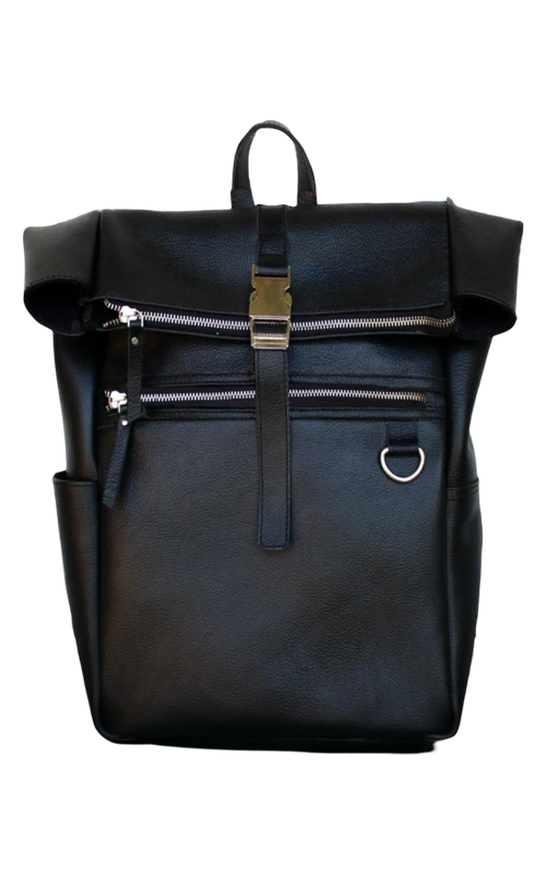 Leather-Backpack-black-front