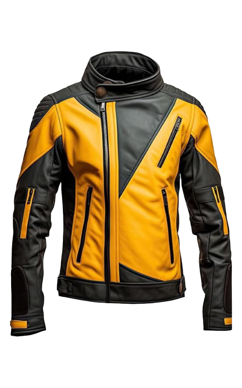 Leather-Jackets-Yellow-black-front