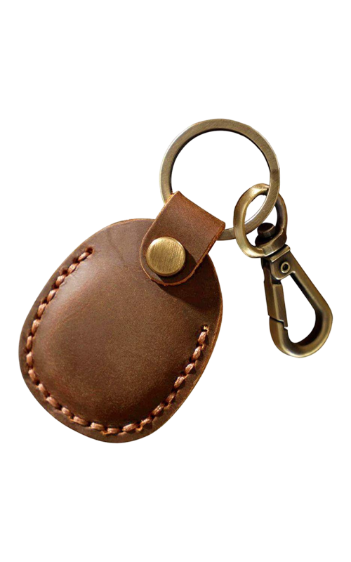 Leather-keychain-brown-golden