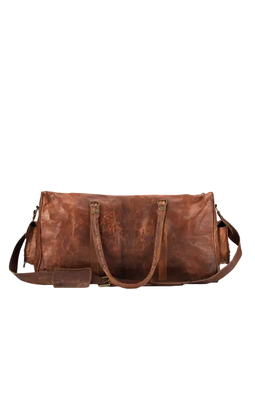 Leather-Duffle-Bags-Brown-with-pocket-back