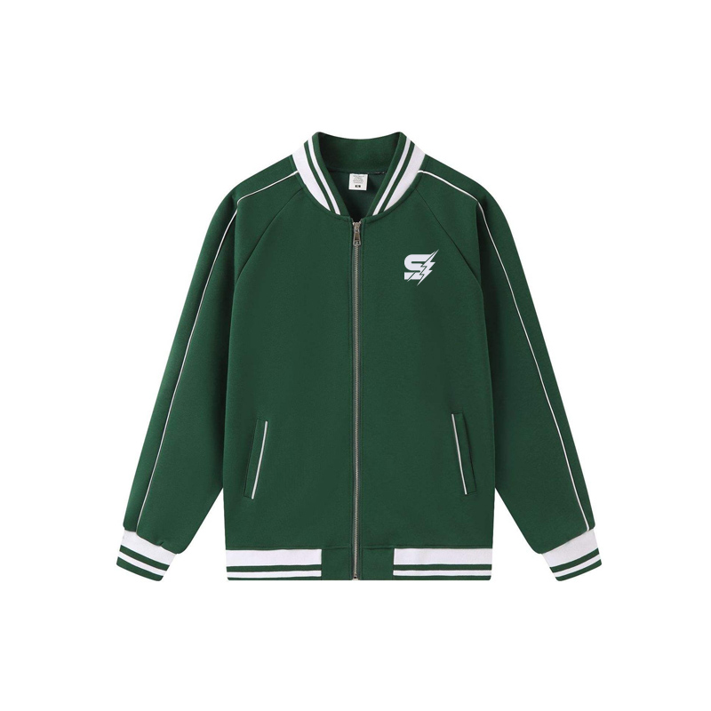 Custom college varsity jacket with school colors by Strage Clothing