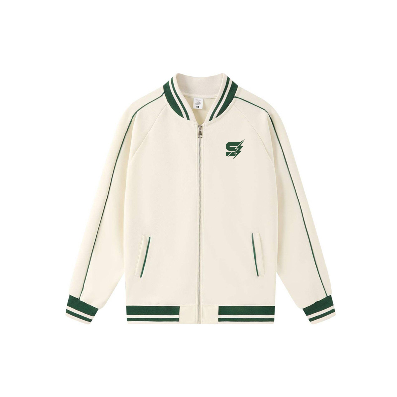 Custom college varsity jacket with school colors by Strage Clothing