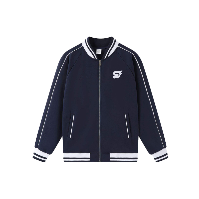 Custom college varsity jacket with school colors by Strage Clothing