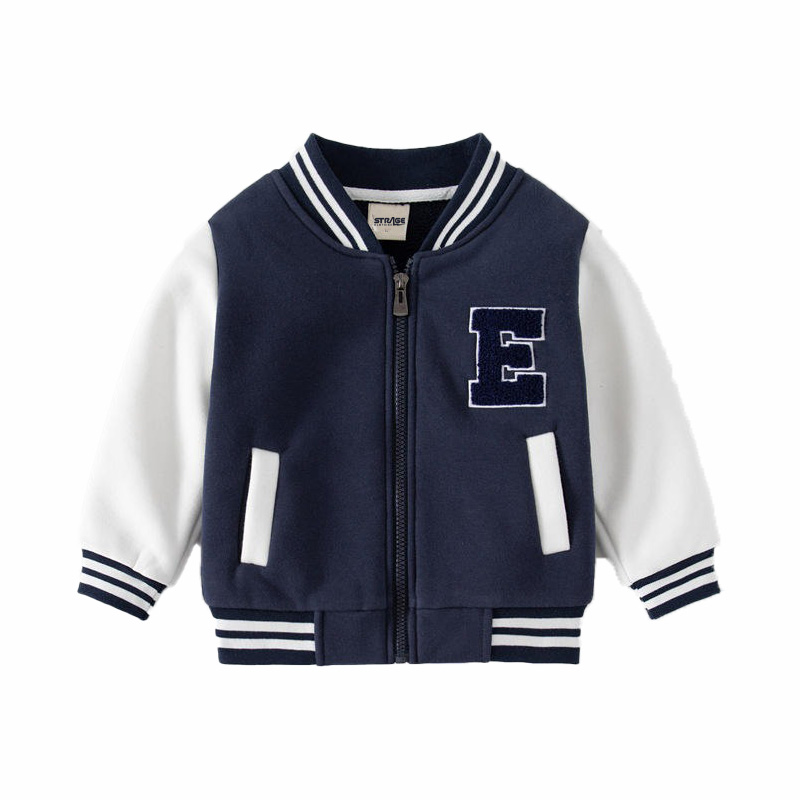 Custom toddler varsity jacket with name embroidery by Strage Clothing