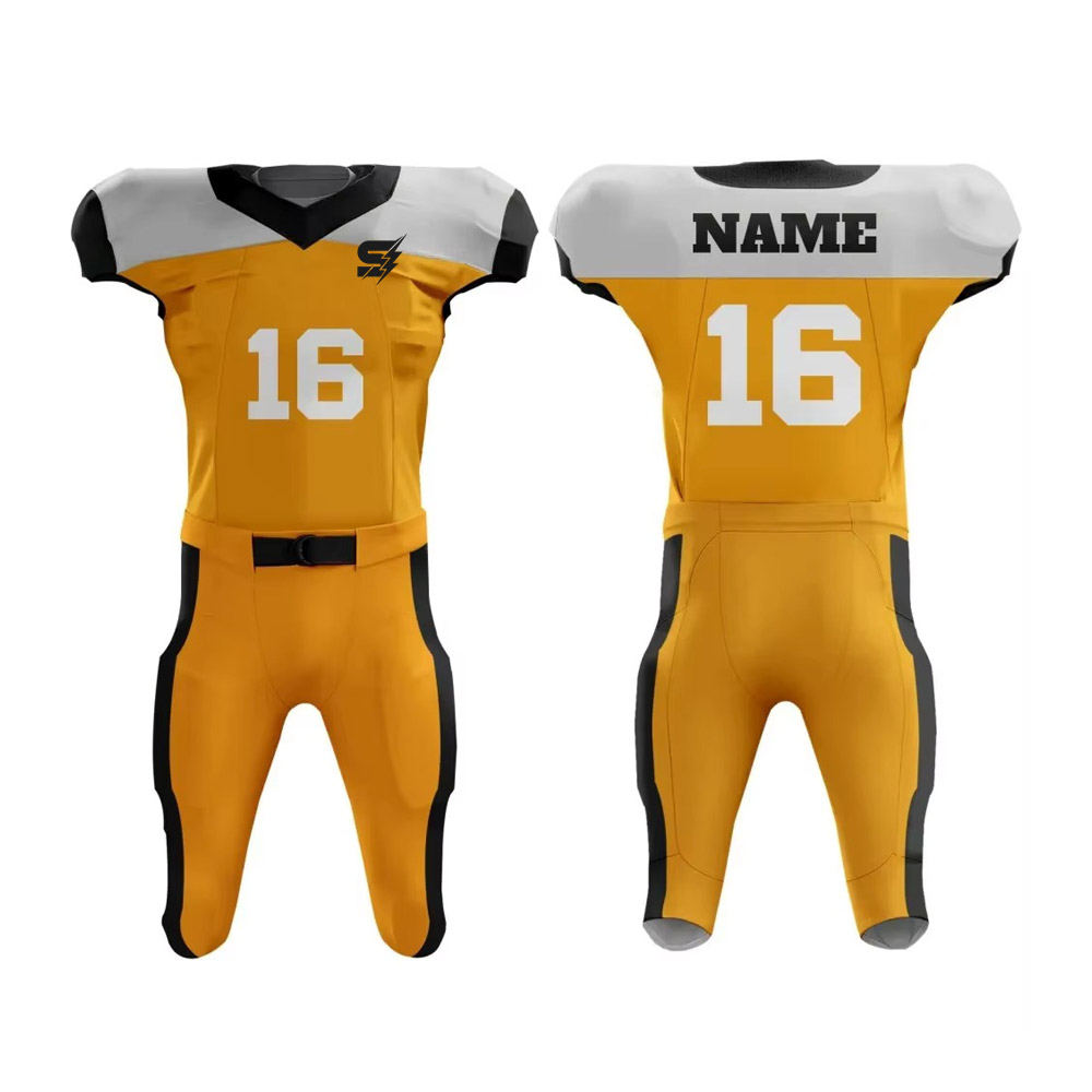Custom American Football Uniform front and back view with player name and number 16