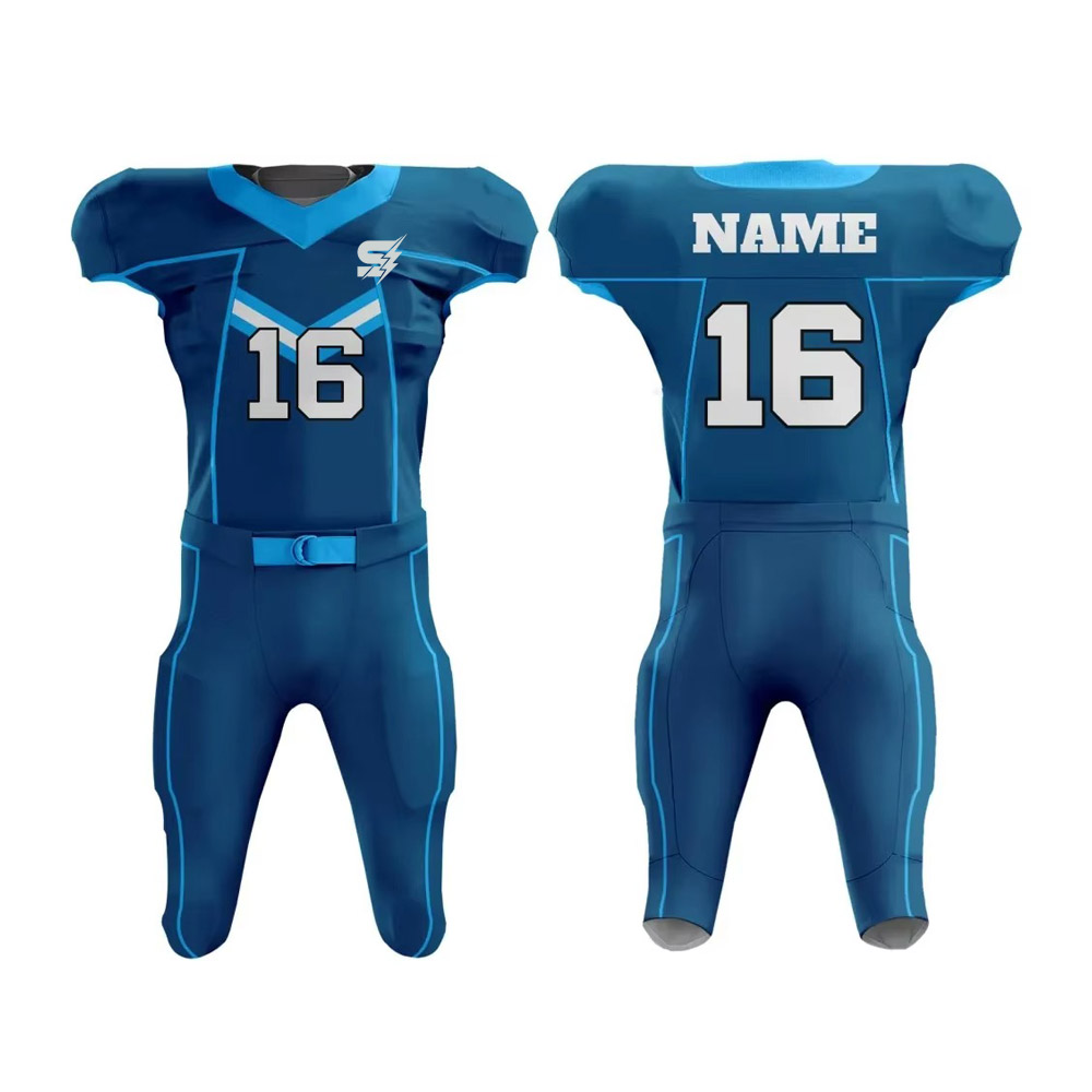 Custom American Football Uniform front and back view with player name and number 16