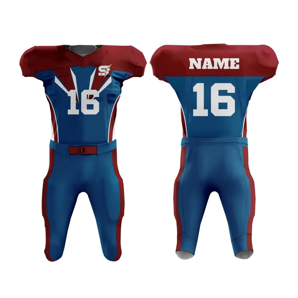 Custom American Football Uniform front and back view with player name and number 16