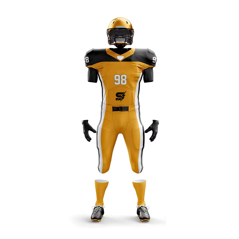 Custom battle football uniform in yellow and black professional design