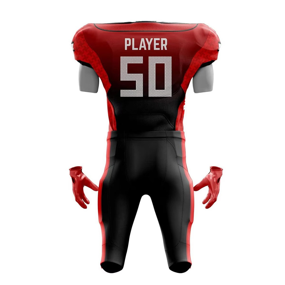 Red custom youth football uniform front view
