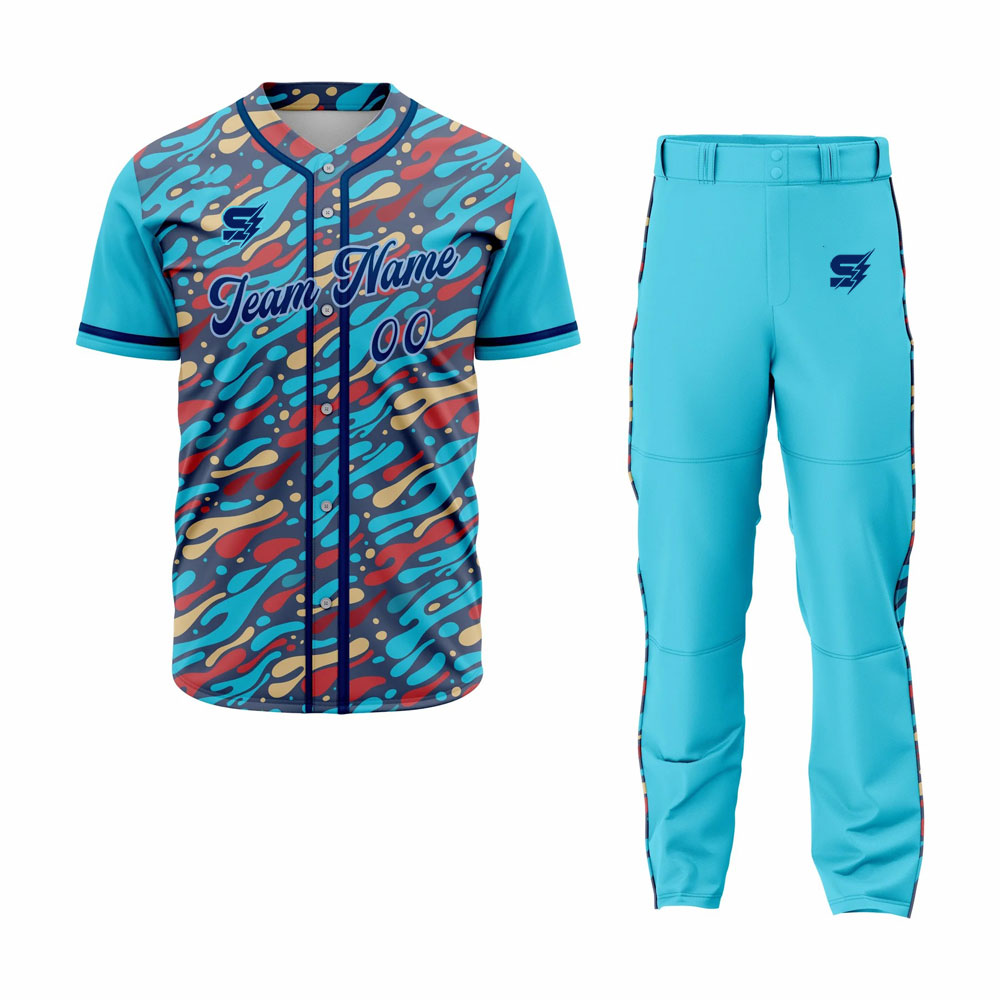 Custom Design Baseball Uniforms camo baseball jersey set showing bold camouflage team kit with professional sportswear design