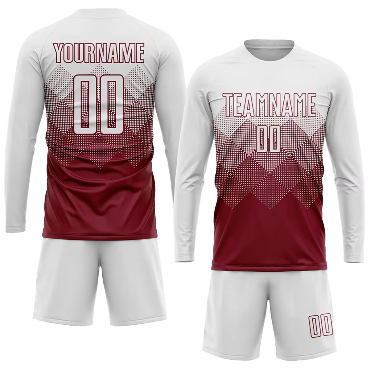 Custom long sleeve soccer uniforms in multiple team colors and designs