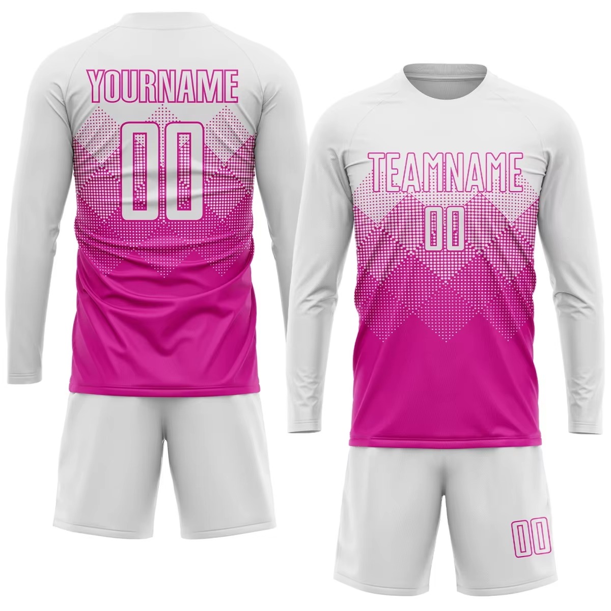 Custom long sleeve soccer uniforms in multiple team colors and designs
