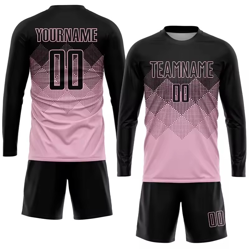 Custom long sleeve soccer uniforms in multiple team colors and designs