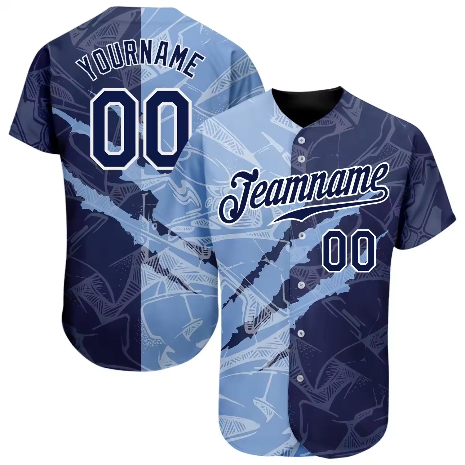 Custom sublimated baseball uniforms with modern team design