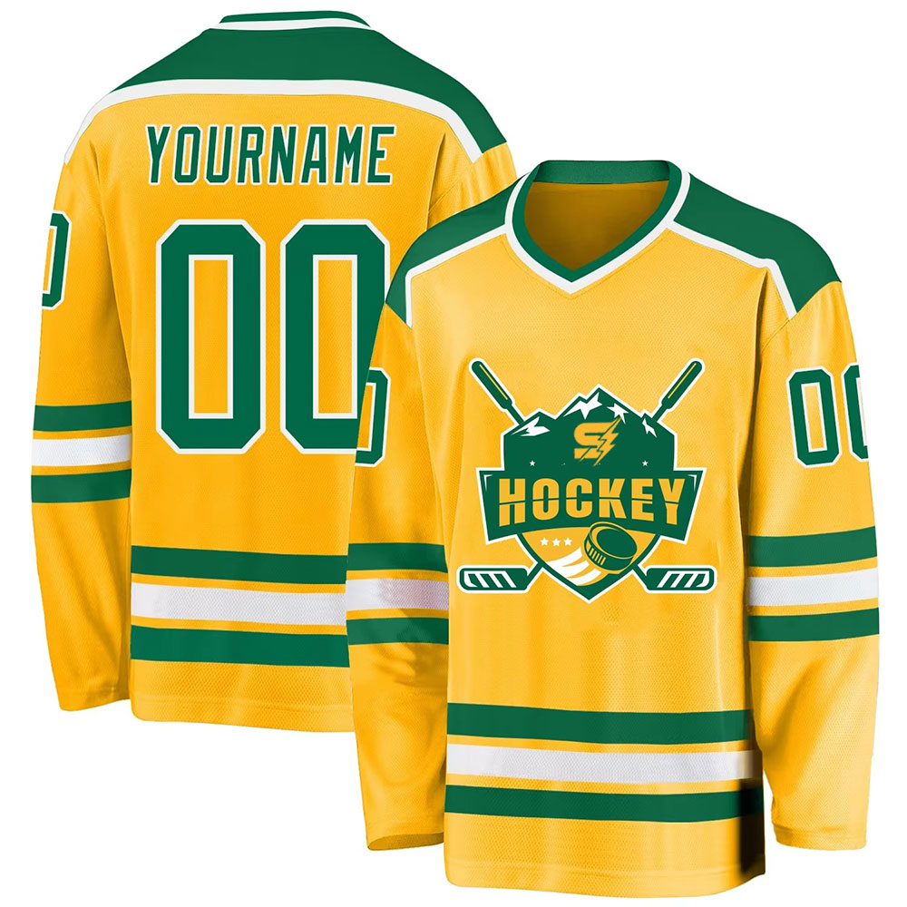 Custom Youth Ice Hockey Jerseys colorful team jersey collection in green purple yellow and red designs